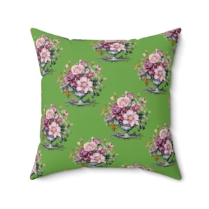 green floral throw pillows green Square Pillows green pillows with roses - Picture 1 of 13