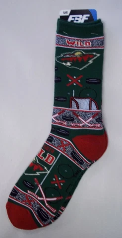 Minnesota Wild Socks Large Size 10  to 13 Super Fan Cover