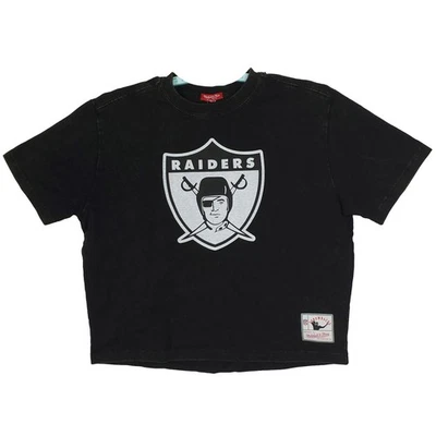 Oakland Raiders Mitchell & Ness NFL Mujer Camisa Corta Mediana Lavado Ácido Negra Nueva con Etiquetas Foto 1 de 4