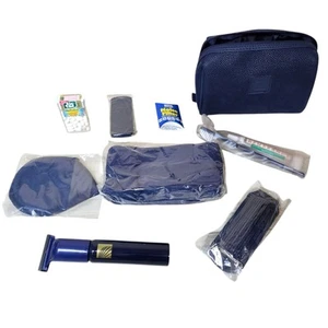 Continental Airlines Business First Class Amenity Travel Kit Bag 90s Unused Blue - Picture 1 of 6