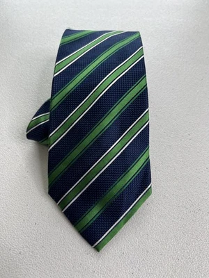Corbata Stafford azul, verde patrón de rayas 100 % seda hecha a mano nueva sin etiquetas Foto 1 de 4