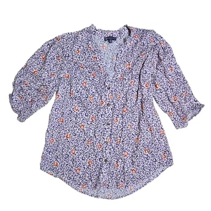 DEMOCRACY button-down hearts Blouse Top Size Medium - Picture 1 of 3