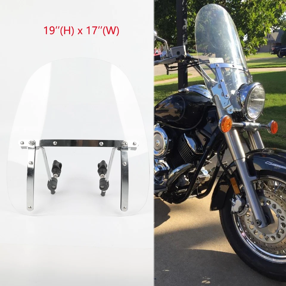 Parabrisas transparente grande 19"x17" para Yamaha V-Star 650 900 1100 1300 Foto 1 de 4
