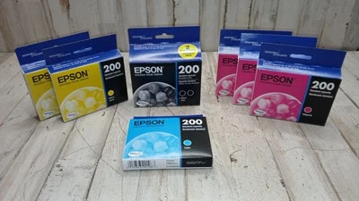 Lot 7 Epson 200 Printer Ink Cartridges Cyan, Yellow, Magenta & Black UNEXPIRED - Image 1 of 4