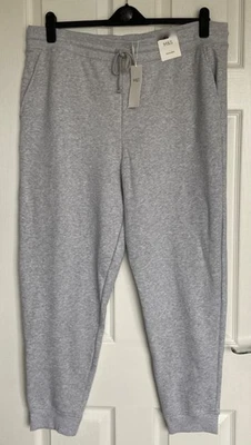 NEW M&S Ladies Grey Cotton Rich Drawstring Cuffed Joggers Size 20R,22R, 24R, 24L - Image 1 of 2