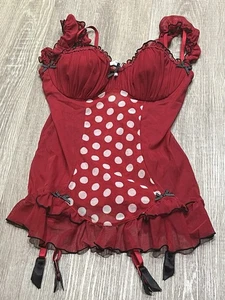 Ann Summers Roulette Red Suspender Cami Sz 10-12 Retro Vintage Rare - Picture 1 of 11