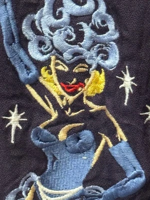 Fender Guitar Da Vinci EMbroidered Hula Girl BUTTON UP SHIRT Boys Large L  - Image 1 of 4