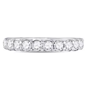 14kt White Gold Womens Machine Set Round Diamond Wedding Band 1.00 Cttw - Picture 1 of 4