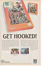 1991 HOOK Nintendo NES Video Game PRINT AD - CAPTAIN HOOK, PETER PAN GAME BOY