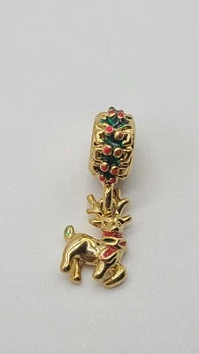Lindo oro PL colgante ciervo Navidad Pugster encanto añadir a pulseras europeas  Foto 1 de 4