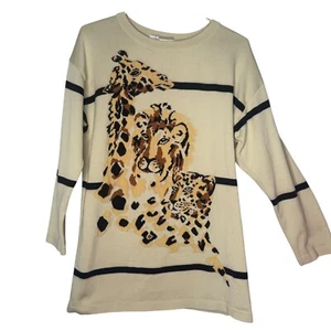 Vintage Escada Animal Print Sweater Knit Top Size 40 Retro Statement Piece FLAWS - Picture 1 of 11