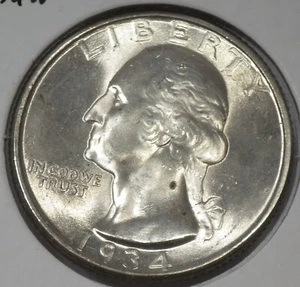 1934 Light Motto Washington Quarter Choice FDC con punto in carbonio sul dritto - Foto 1 di 2