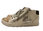 Dolce Vita "Zonya" Sneakers Size 8.5 Leather Gold Zippers Wedge