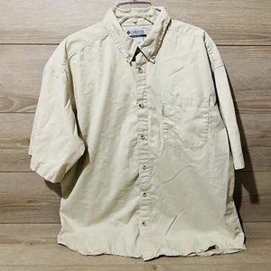Camicia Columbia manica corta con bottoni uomo taglia XL marrone kaki usata in ottime condizioni - Foto 1 di 5
