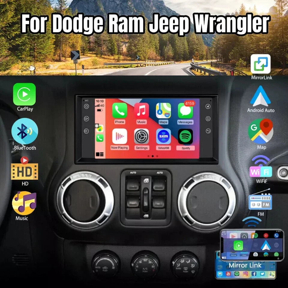 7" 64G Android 13 Carplay Radio Stereo For 2007-2017 Jeep Wrangler JK GPS Camera - Image 1 of 4