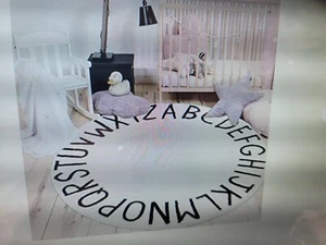 4' Round Kids Rugs Alphabet Nursery Rug Bedroom Crawling Mat Playmat Carpets - Picture 1 of 6