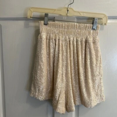 Pantalones cortos para mujer Generation Love XXS lentejuelas crema Foto 1 de 4