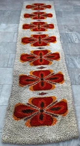 2x11 ft Vintage Swedish Rya Scandinavian Soft Runner Rug Kitchen Fluffy Rug - Picture 1 of 10