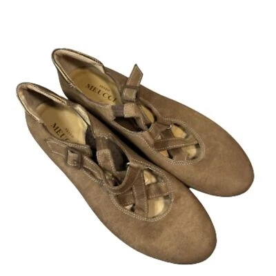 Zapatos planos de ballet SESTO Meucci de cuero sin cordones color tostado neutro talla 8N Foto 1 de 4