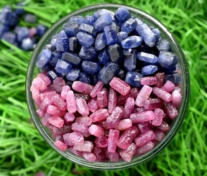 100.00% Natural Top Grade Ruby & Blue Sapphire Raw Loose Gemstone Lot 300 Ct - Picture 1 of 6