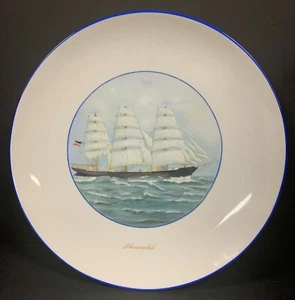 Large Signed Ltd Ed KPM German Hand Painted Porcelain Plate with Sailing Ship - Picture 1 of 5
