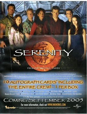 SERENITY MOVIE 2005 INKWORKS SALES ADVERTISING SELL SHEET FIREFLY - Image 1 of 2