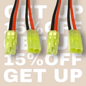 Mini Tamiya 2Pin Stecker Buchse inkl. 20cm 16AWG Kabel Lipo Akku 9,5mm Kupplung - Bild 1 von 22