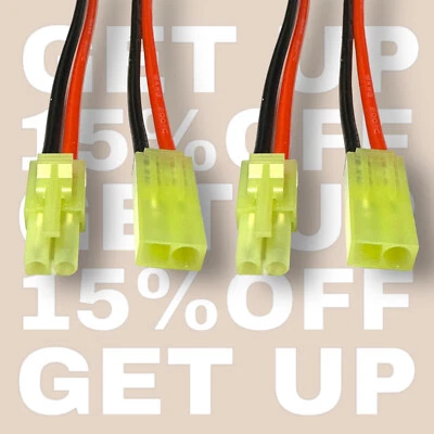 Mini Tamiya 2Pin Stecker Buchse inkl. 20cm 16AWG Kabel Lipo Akku 9,5mm Kupplung - Bild 1 von 4