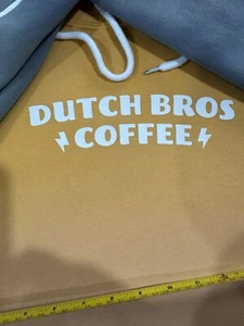 Dutch Bros Coffee Sweatshirt Hoodie Mens Size Medium Two Tone Yellow/Gray - Picture 1 of 7