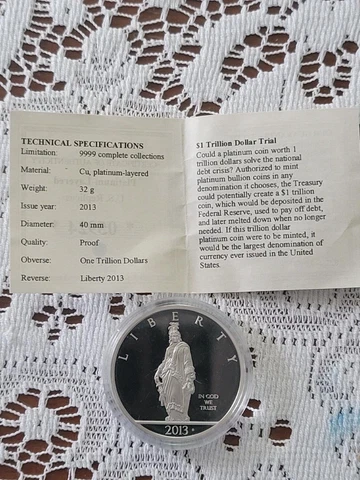 ONE TRILLION DOLLAR TRIALCOMMEMORATIVE COIN PROOF VALUE $129.95 Cover