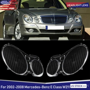 For 2002-08 Mercedes-Benz E Class W211 E350 E320 Left+Right Headlight Lens Cover - Picture 1 of 14