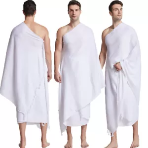 Muslimische Herren Ihram Ehram Ahram Hajj Umrah Kleid Erwachsene 2 Stück Handtuch Gebet Arabisch - Bild 1 von 12