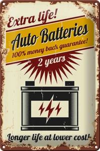 Blechschild Retro 20x30 cm Extra Life Auto Batteries Metall Deko Schild tin sign - Picture 1 of 5