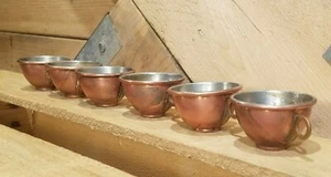 Vintage antike angelaufene Kupfer Demitasse Tassen 6er Set türkischer Kaffee mondäne Scheune - Bild 1 von 12