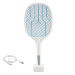 098224 Raqueta eléctrica mata insectos USB Recargable luz UV anti mosquitos - Imagen 1 de 6