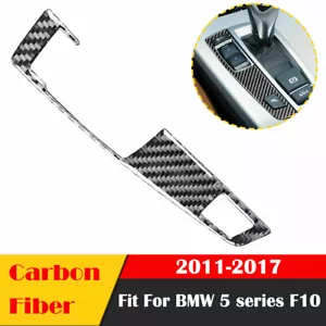 Real Carbon Fiber Gear Shift Panel Button Trim Cover For BMW 5 series F10 11-17 - Foto 1 di 7