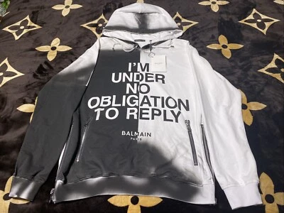 BRAND NEW BALMAIN HOODY WHITE AND BLACK, SIZE SMALL - Image 1 of 4