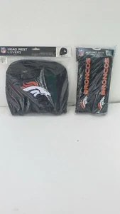Denver Broncos headrest  2 pcs. set and 2 pcs. Seat belt shoulder pad set. - Picture 1 of 3