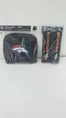 Подголовник Denver Broncos 2 шт. набор и 2 шт. Комплект наплечных подушек ремня безопасности. - Изображение 1 из 3