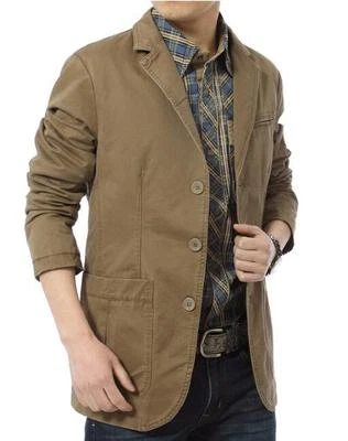 Nuevo Para hombres Trajes de un solo pecho Delgado Algodón Ocio Chaqueta Blazer Tops Abrigo 3XL Foto 1 de 4