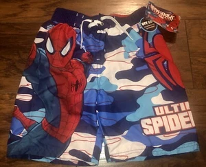 NWT! Boys UV Protection UPF 50+ Marvel Kids SpiderMan Swim Trunks Shorts -SZ 7 - Picture 1 of 5