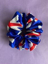 UK flag United Kingdom satin fabric hair scrunchie ponytail tie band elastic GB