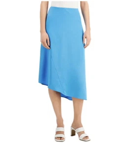 NWT Alfani Women’s Plus Size Blue Asymmetrical Hem Midi A-Line Skirt Size 14 - Picture 1 of 8