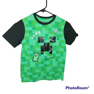 Minecraft Creeper Cluster Green Short Sleeve T-Shirt Boys Size 8 - Picture 1 of 4