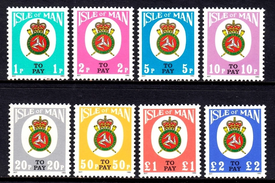 Isle of Man 1982 Postage Due's Complete Mint MNH Set SC J17-J24 - Image 1 of 1