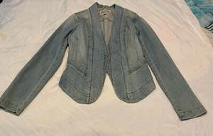 Carol Anderson by Invitation Small Jean Jacket 1-Button Long Sleeve Denim Blue - Bild 1 von 12