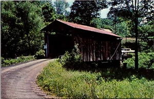 Postkarte Washington County Ohio Martin überdachte Brücke Little Hocking River - Bild 1 von 2