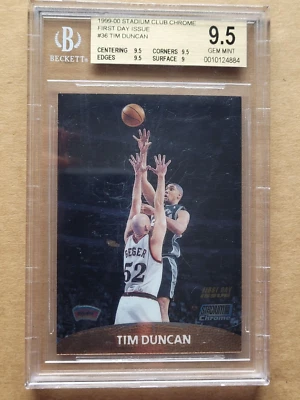 1999-00 Stadium Club First Day Issue Tim Duncan /100 BGS 9.5 Pop 4 Spurs Topps - Image 1 of 3