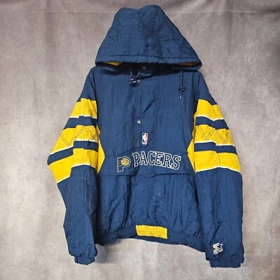 Vintage 90s Starter NBA Indiana Pacers 1/2 Zip Winter Puffer Parka Jacket Mens L - Image 1 of 4
