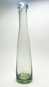 POTTERY BARN Green Blown Glass 18" Tall Bottle Vase Rolled Rim w/Tags - Picture 1 of 3